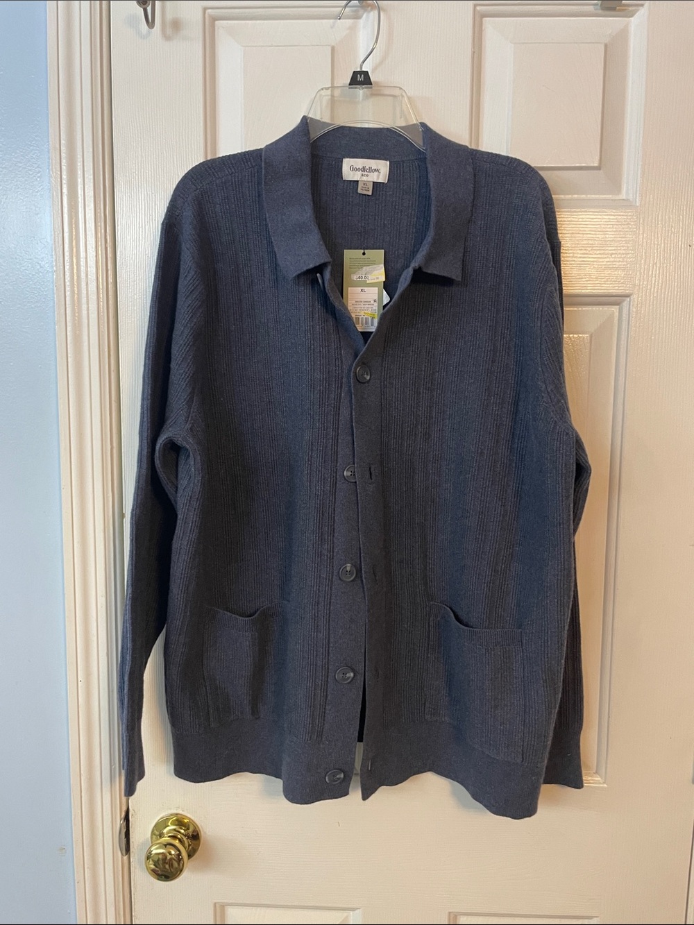 Goodfellow & Co Men's Dark Navy Button-Up Collared Cardigan